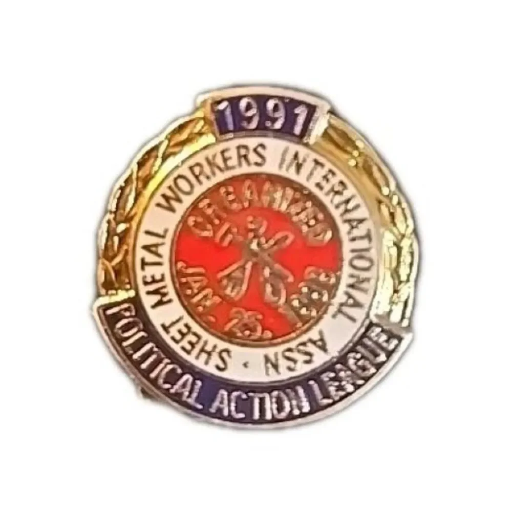 Sheet Metal Workers International 1991 Gold Tone Small Pin 5/8 Inch